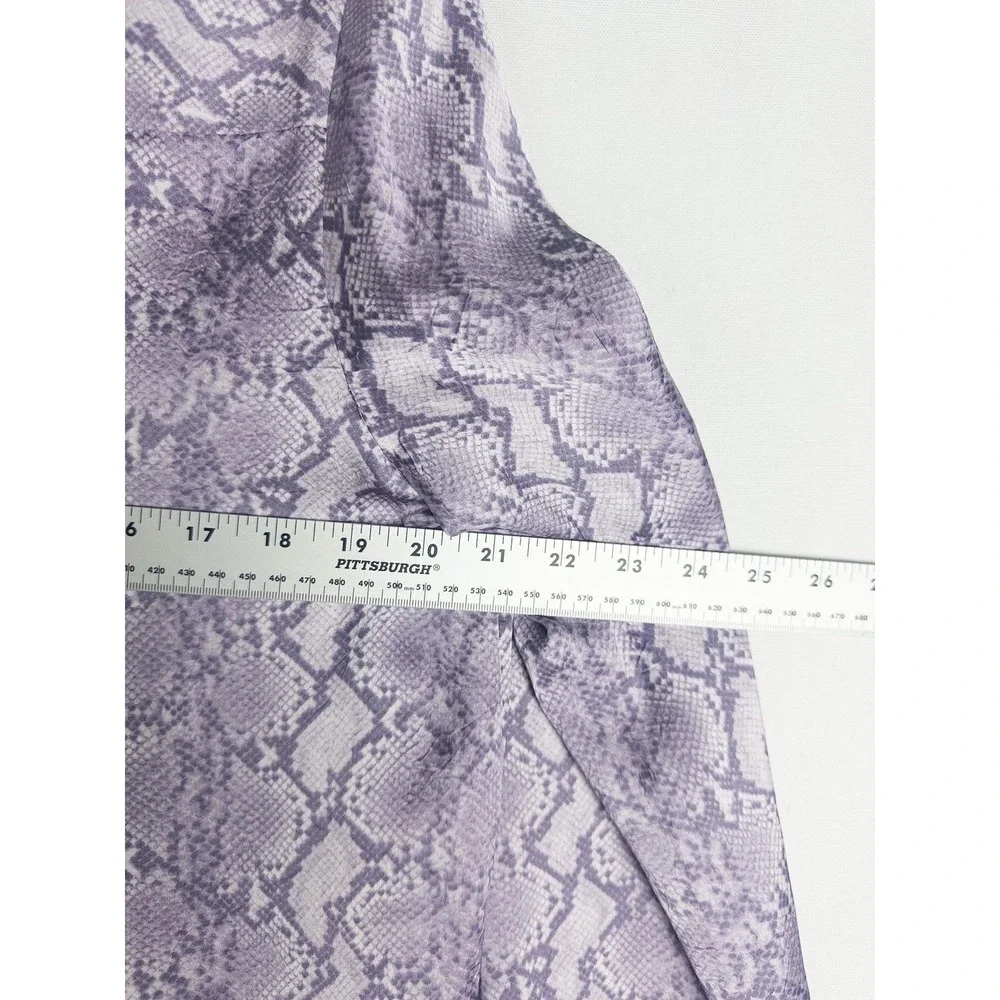 NWT Michael Kors Snake Print Button Up Blouse Womens L Sweet Lilac Streetwear